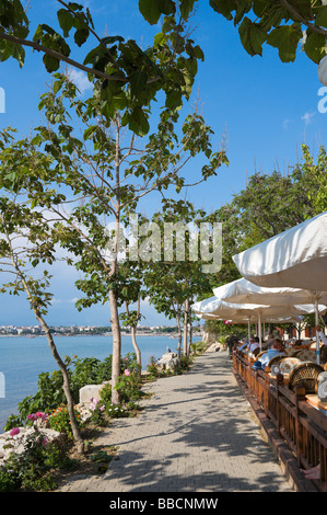 Seafront Restaurant in the Old Town, Side, Mediterranean Coast, Turkey Banque D'Images