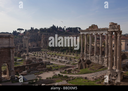 Forum et la colline du Palatin, Rome, Latium, Italie, Europe Banque D'Images