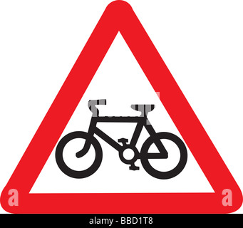 Uk road sign attention cyclistes à venir Banque D'Images