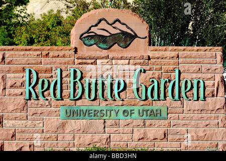 Panneau d'entrée de Red Butte Jardin de l'Université de l'Utah à Salt Lake City USA Banque D'Images