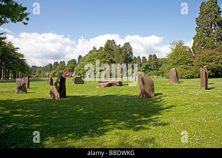 Dans le cercle de pierre druidique Gorsedd park à Tredegar House Newport South Wales UK Banque D'Images