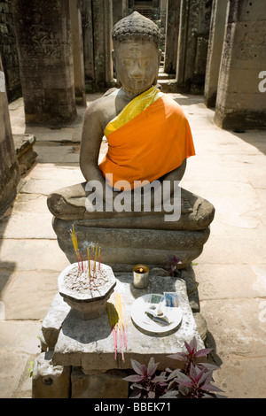 Statue de Bouddha au temple Bayon, Angkor Thom, Angkor, Cambodge Banque D'Images