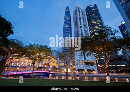 Singapour skyline panorama Fullerton Hotel, Singapore, travelstock44 Banque D'Images