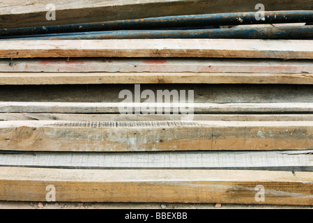 Pile de planches en bois, close-up Banque D'Images