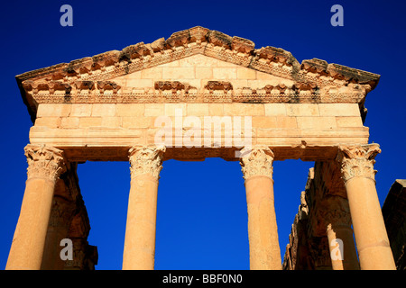 Le Temple de Minerve au grand Forum à Sbeitla, Tunisie Banque D'Images