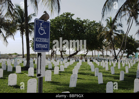 Le cimetière de guerre de l'Iraq symbolique le long de l'Ocean Drive à South Beach, Miami, FL, USA Banque D'Images