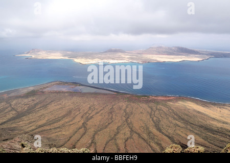 Vue sur île de Graciosa de Mirador del Rio Banque D'Images