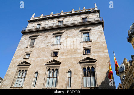 Palacio, Palau de la Generalitat, siège du gouvernement, la place Plaza de la Virgen, Valencia, Spain, Europe Banque D'Images