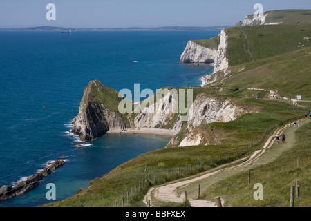 Durdle Door voûté Chemin Côte Jurassique BOURNEMOUTH Dorset England Banque D'Images