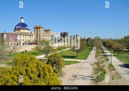 Jardines del Turia, Rio Turia, lit, parc, Museo de Bellas Artes, Musée des beaux-arts, Valence, Espagne, Europe Banque D'Images