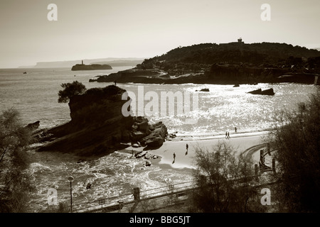 La plage de camel et la péninsule de la Magdalena Santander Cantabrie Espagne Banque D'Images