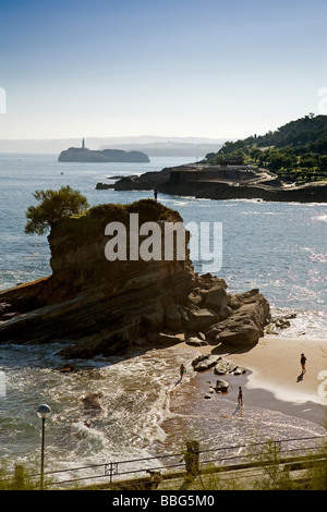 La plage de camel et la péninsule de la Magdalena Santander Cantabrie Espagne Banque D'Images