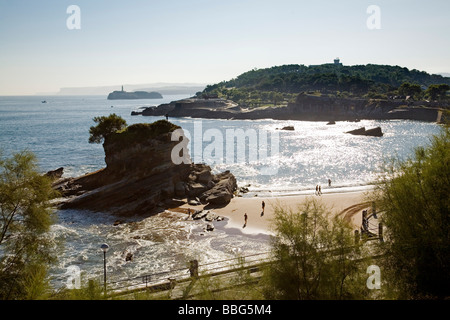 La plage de camel et la péninsule de la Magdalena Santander Cantabrie Espagne Banque D'Images