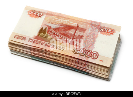 Roubles russe isolé sur fond blanc Banque D'Images