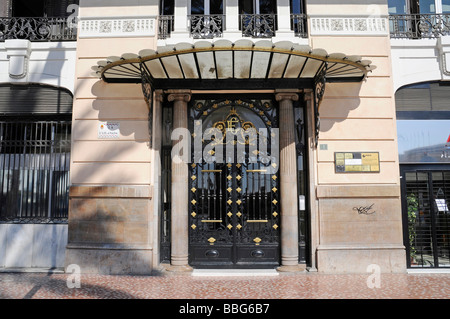 Entrée privée, Casa Carbonell, l'Explanada de España, promenade, Costa Blanca, Alicante, Espagne, Europe Banque D'Images