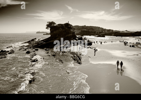 La plage de camel et la péninsule de la Magdalena à Santander Cantabrie Espagne Banque D'Images