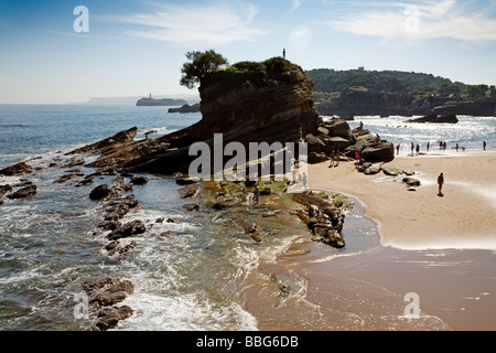 La plage de camel et la péninsule de la Magdalena à Santander Cantabrie Espagne Banque D'Images