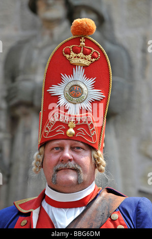 La vie dans l'époque baroque, 18e siècle, de l'uniforme Prussien des géants de Potsdam 'Jahrhundertfest Schiller, festival, Marbach am Banque D'Images