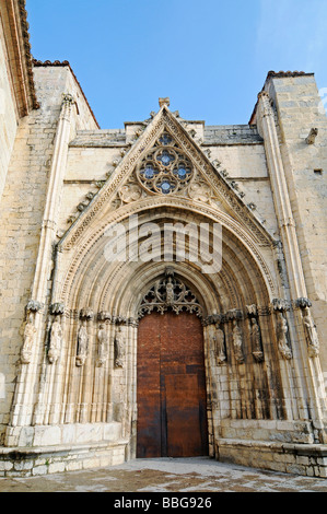 Portail, Arciprestal Iglesia de Santa Maria la Mayor, église, basilique, Morella, Castellon, Valencia, Spain, Europe Banque D'Images