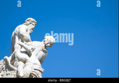 Détail de la Neptunbrunnen fontaine de Neptune, le bâtiment principal du château, à partir de l'âge de Maria Theresia et Josef II, Vienne, Autriche, Banque D'Images