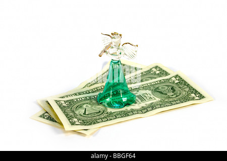 Ange en verre sur socle 3 dollars Banque D'Images