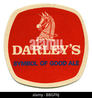 Vieux beermat pour Darleys Ales, Thorne, South Yorkshire Banque D'Images