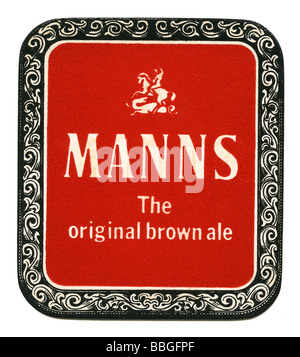 Vieux beermat ale brune d'origine pour Manns, Londres Banque D'Images