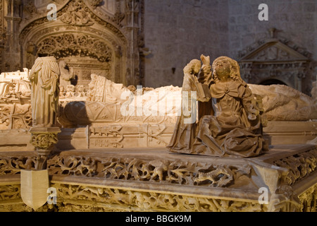 Tombe de Jean II et d'Isabelle de Portugal dans la Cartuja Santa María de Miraflores en Burgos Castille Leon Espagne Banque D'Images