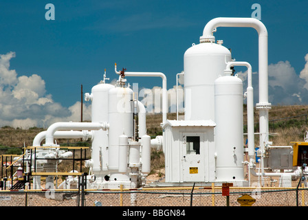 Détail d'une station de compression de pipelines de distribution de gaz naturel Banque D'Images