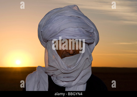 Portrait d'un touareg, l'Algérie, Sahara Banque D'Images