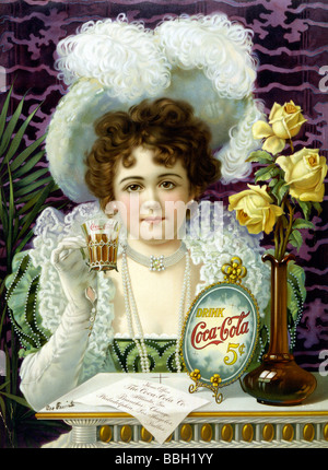 Circa 1890 annonce publicitaire pour Coca-Cola. Banque D'Images