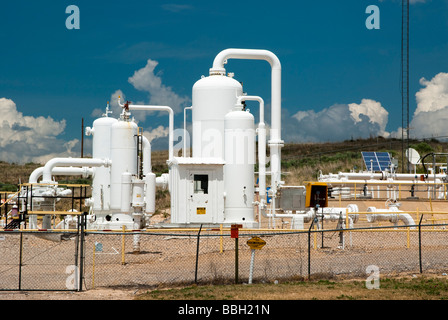 Détail d'une station de compression de pipelines de distribution de gaz naturel Banque D'Images