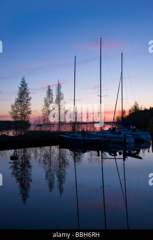 Un paysage tranquille après le coucher du soleil Savonlinna Finlande Carélie Lakeland Banque D'Images