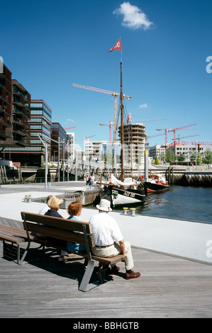 1 juin 2009 - Traditionsschiffhafen (nouveau musée harbour) à Sandtorhafen à Hambourg, Hafencity. Banque D'Images