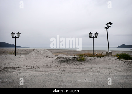 La ville abandonnée d'après l'éruption volcanique Chaiten Banque D'Images