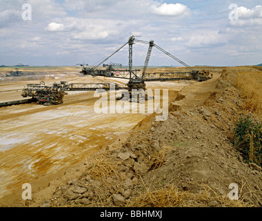 Mine de charbon à ciel ouvert de Garzweiler JE Frimmersdorf, près de Cologne, Allemagne. Banque D'Images