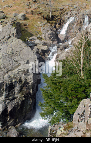 Belle vue de l'eau descendant en cascade dans le Lake District en Angleterre Banque D'Images