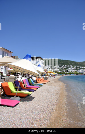 Vue sur la plage, Bodrum, Province de Mugla, République de Türkiye Banque D'Images