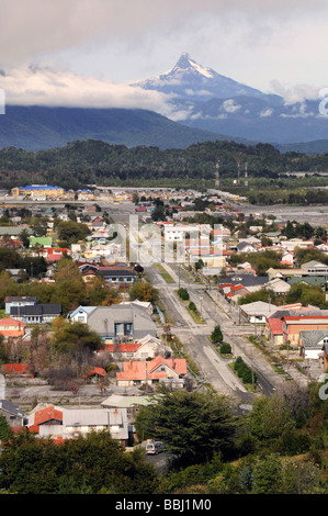 La ville de désert après Chaiten c'est la destruction par une éruption volcanique Banque D'Images