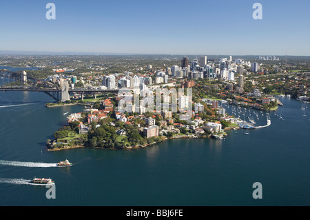 Les traversiers de passagers le port de Sydney Kirribilli et North Sydney Sydney New South Wales Australie aerial Banque D'Images