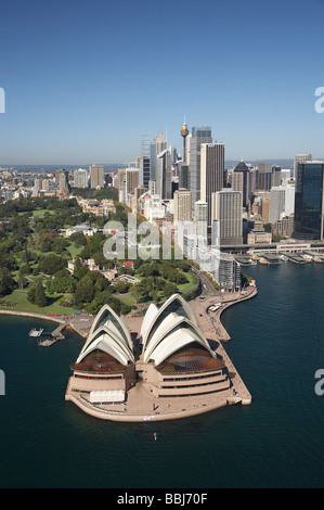 Opéra de Sydney Royal Botanic Gardens CBD et Circular Quay Sydney New South Wales Australie aerial Banque D'Images