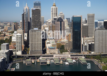 Le Terminal de Ferry de Circular Quay et le CBD Sydney New South Wales Australie aerial Banque D'Images