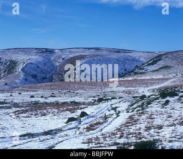 Les fortes chutes de neige sur le long Mynd près de Church Stretton dans le Shropshire hills. Banque D'Images