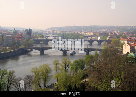 Prag Brücken von oben vue aérienne 01 ponts de Prague Banque D'Images