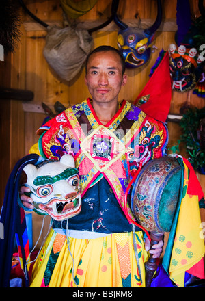 Danseur à Domkhar Domkhar - Festival Village, Bumthang, Bhoutan Banque D'Images