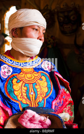 Interprète à Domkhar Domkhar - Festival Village, Bumthang, Bhoutan Banque D'Images