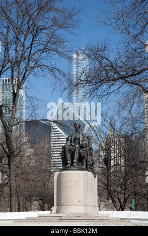 Chicago Illinois une statue d'Abraham Lincoln à Grant Park Banque D'Images