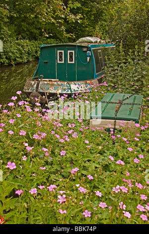 Péniche amarrée Oxford Banque D'Images