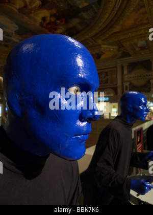 Les effigies de cire le Blue Man Group au Venetian, Las Vegas, Nevada, USA. Banque D'Images