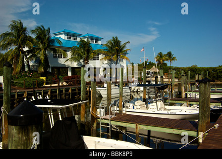 Sport d'eau de bateaux de pêche amarrés au port de plaisance à Key Largo Banque D'Images